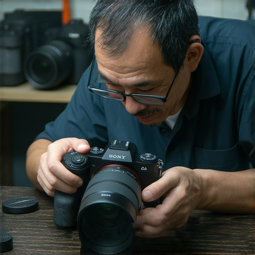 Sony無反相機專業維修服務展示，技術人員在精心檢查相機，確保性能最佳，拍攝精彩瞬間，揭開無反相機潛能的秘密，讓用戶重新發現攝影的樂趣。