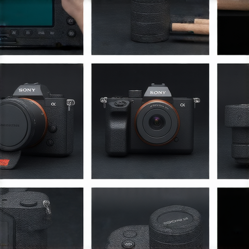 Sony相機九宮格維修過程圖，展示專業技術團隊進行檢測和維修，重生相機性能，提升拍攝效果，專注於Sony相機的維護和修復服務。