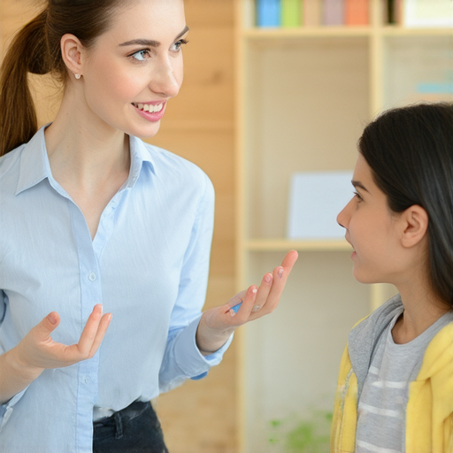 外籍老師一對一指導英語學習場景，學生專注學習，展現自信，象徵著透過個別輔導掌握語言秘訣，提升英語能力，探索學習的新方式。