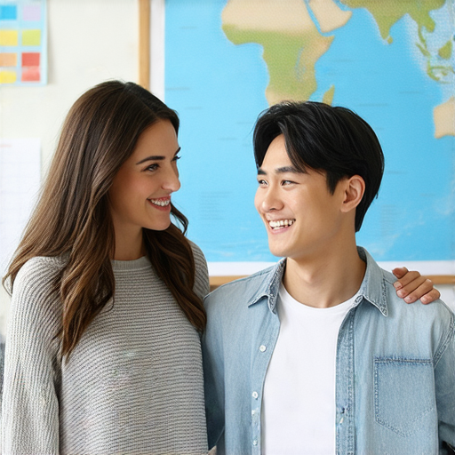 外籍老師與學生一對一互動，展示學習英語的樂趣和效果，突顯個別化提升英文技能的過程，邀請參加精彩的英語學習旅程。