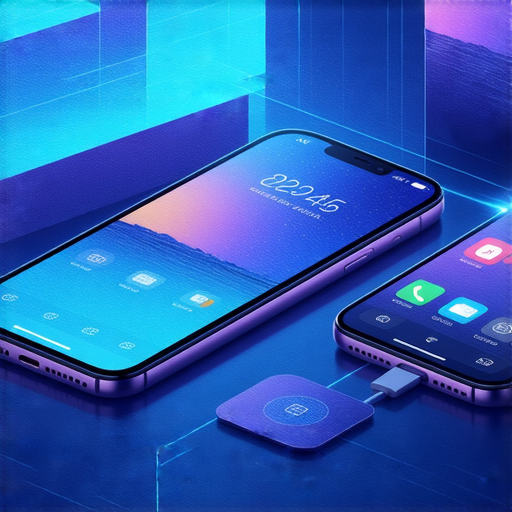 無線投影新時代的圖示，展示iPhone與Android設備之間的投影連接方式，維修專家正在指導如何輕鬆搞定投影問題，展現簡單操作和技術解決方案。