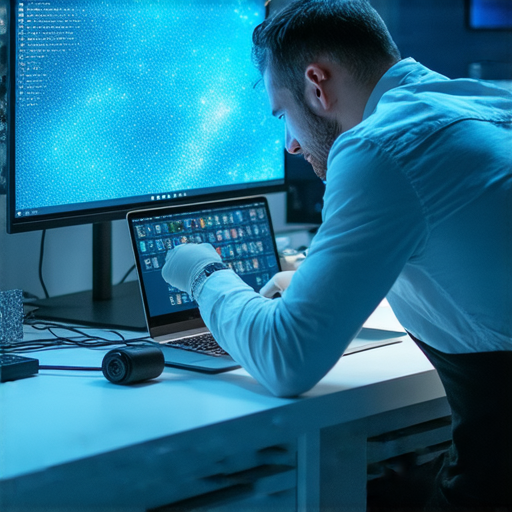 無線投影AIRMACBOOK問題的專業維修服務，技術人員正在檢查設備，確保畫面恢復正常，提供快速可靠的解決方案，讓您的投影再次生動精彩。