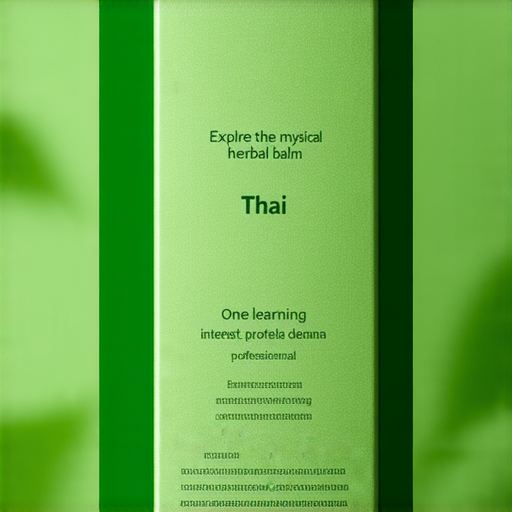 探索神秘泰國青草膏的奇妙效果，圖片中展示了青草膏的包裝與使用方式，同時強調立即一對一學習英文的機會，激發潛在客戶的興趣和需求。