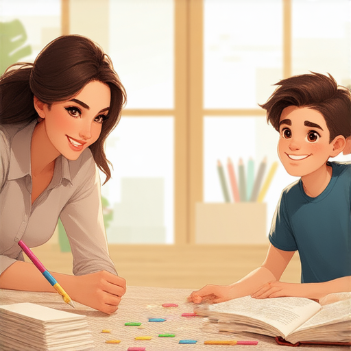 一位外籍英文老師與學生進行一對一的英文課程，學生面帶微笑，展現學習中的自信，旁邊有學習資料，象徵著消除辭退恐懼，探索英文學習的新機會。