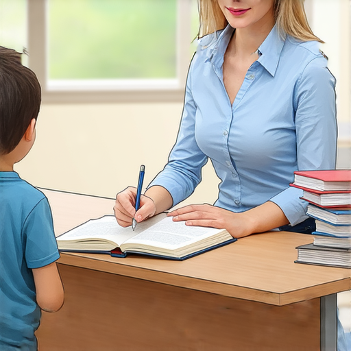 外籍老師在進行一對一的英文教學，學生專注地學習，桌上有學習材料，展現突破語言障礙及流利說英文的過程，體驗優質的語言學習。