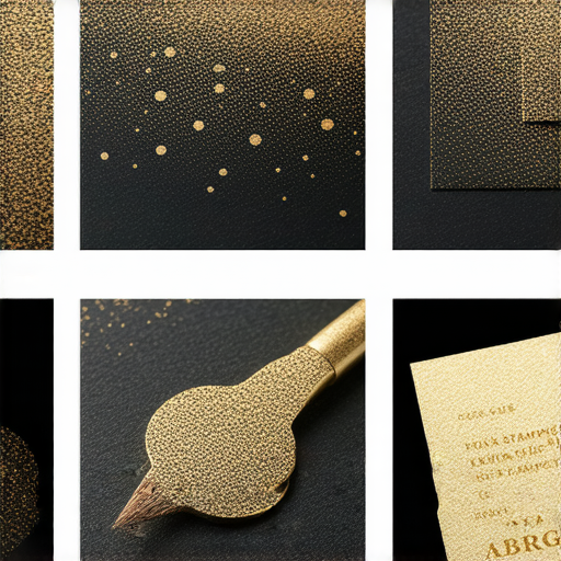 燙金印刷過程中的DIY工具與專業設備展示，呈現從設計到製作奢華作品的每個步驟，強調燙金技術的細節與應用，激發創作靈感。