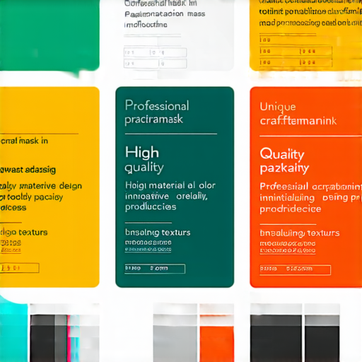 專業包裝口罩的獨特工藝展示，色彩鮮明的包裝設計，展現出創新的制作流程和高品質材料，讓人驚艷不已，提升口罩的吸引力及使用者的信賴感。