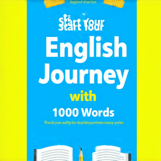 零基礎學英文的書籍封面，標題強調用1000單字輕鬆開始英語之旅，色彩鮮明，吸引目光，適合新手學習英語的教材。