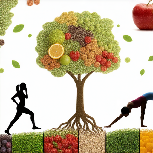 揭示腸道健康與腰部關聯的圖片，展示健康生活的秘密，強調飲食與運動對腰部支撐的重要性，探索最佳保養方法，傳承健康智慧。