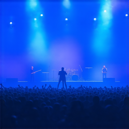 演唱會現場，舞台上燈光璀璨，圍欄分隔觀眾與表演者，象徵著誤會與機會並存，揭示了背後的故事與挑戰。