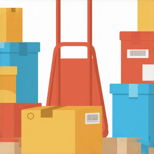 搬家過程中使用的實用技巧和工具，幫助減輕搬運負擔，讓搬家變得輕鬆又高效，展示整理箱子、使用手推車和巧妙包裝的場景，讓搬家變得更省時省力。