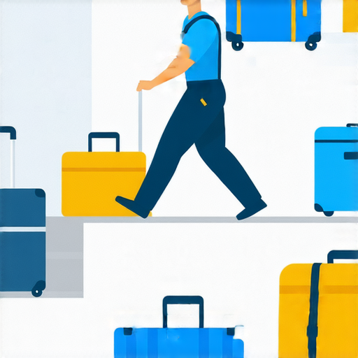 搬運行李上下樓梯的專業人士，展示正確技巧和工具，確保安全高效。背景有樓梯和搬運裝備，強調搬運東西不再難的秘訣，適合需要搬運行李的家庭與個人。