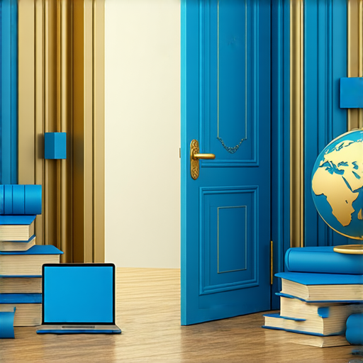 商業英語學習概念圖，象徵開啟全球商機大門，強調掌握商業英語的重要性，吸引人們今天就來學習提升語言能力與商業競爭力。