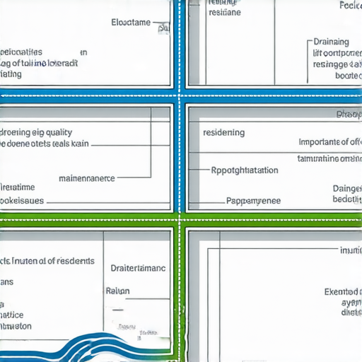 大廈排水系統示意圖，展示排水流程及關鍵部件，揭示排水系統如何影響居民生活品質，排水設計與維護的重要性，透過有效排水防止漏水及污水問題。