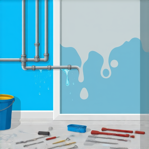 漏水危機檢查圖片，展示水管滲漏、牆面潮濕及修繕工具，提醒家庭潛藏漏水隱患的重要性，號召立即檢查家中是否有漏水危險，保障家居安全。