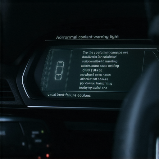 BMW水箱燈異常的警示燈顯示，背景為車內儀表板特寫。圖示說明水箱故障的原因及解決方案，讓駕駛者能安心駕駛。