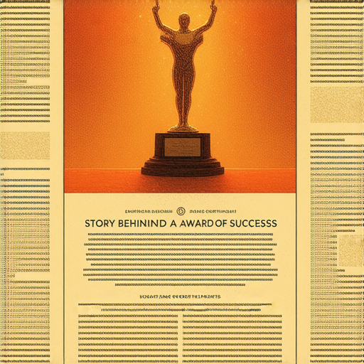 揭曉獎狀背後故事的圖片，展示成功秘訣的關鍵要素，包含獎狀、頒獎儀式和感動的瞬間，激勵人心的成功經歷，讓人意想不到的啟發。