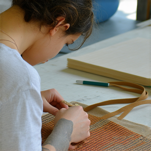 揭示一位設計師在工作室中專注於帆布袋訂製的過程，顯示獨特的圖案和色彩，彰顯個人風格，讓你的帆布袋設計獨樹一格。