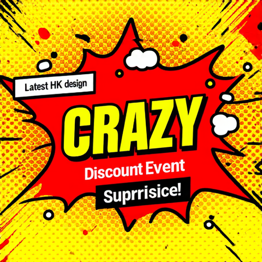 瘋狂優惠活動宣傳圖，展示最新HK Banner，色彩鮮豔的設計吸引目光，標語強調驚喜價格，鼓勵消費者立即搶購，促銷活動內容簡潔明瞭，富有吸引力。