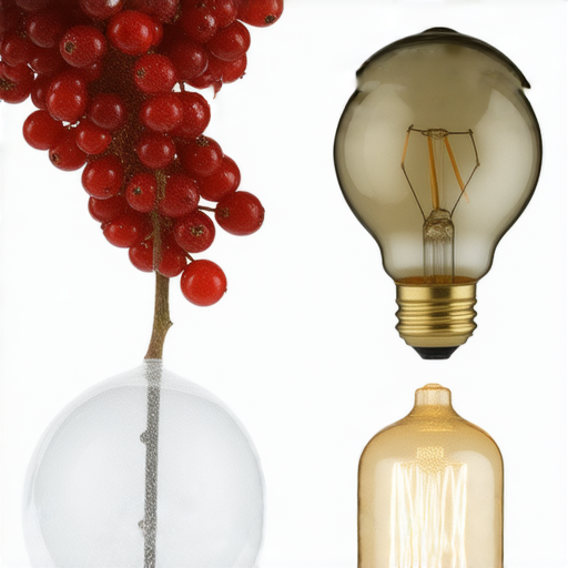 楊梅、燈泡和水泡並排展示，突顯三者之間的獨特關聯，展示不同的色彩和質感，探索自然與人造物品的驚人聯繫，激發觀眾的好奇心與理解。