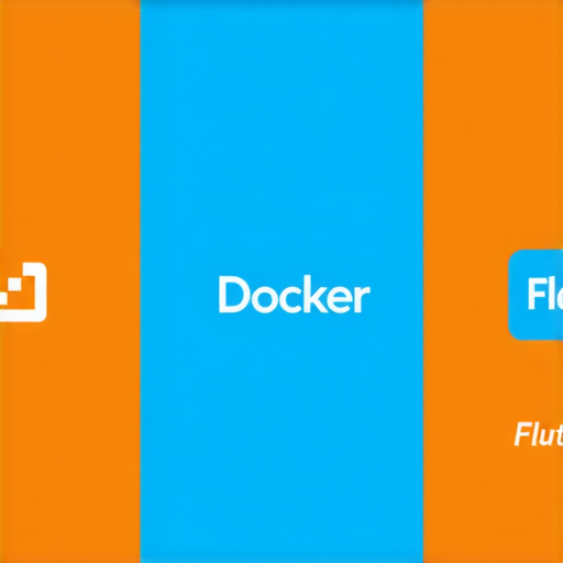 揭開打包秘訣，展示Docker與Flutter高效能裝載技術的圖片，包含Docker標誌與Flutter圖示，強調現代開發的關鍵技術結合，提升應用程式的運行效率與便捷性。