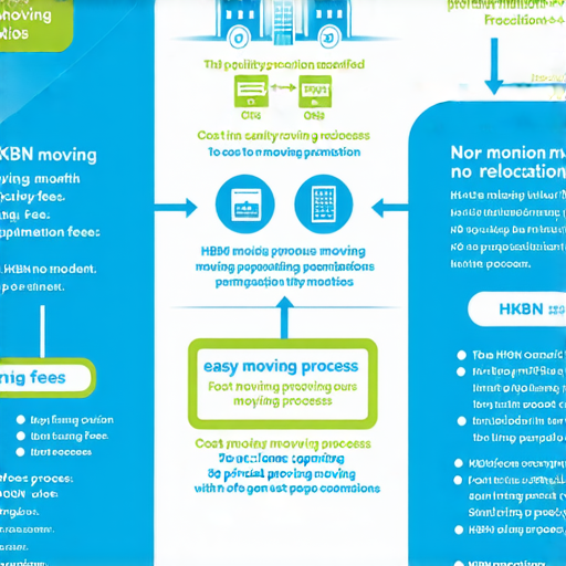 HKBN 免搬遷費的優惠資訊，展現輕鬆搬家的方式，讓顧客了解如何減輕搬家負擔，配合清晰的搬家流程圖和標誌，突出節省成本的優勢。