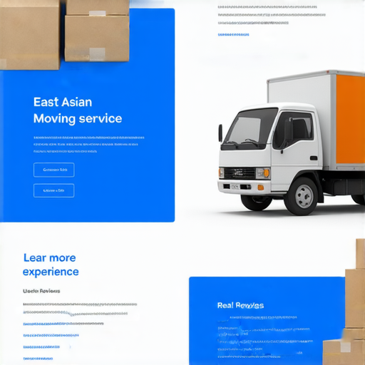 東亞搬運服務介紹，展示搬運過程中的專業人員與裝備，強調評價與實際體驗，喚起觀眾探索更多搬運服務的興趣，了解服務細節與用戶評價。