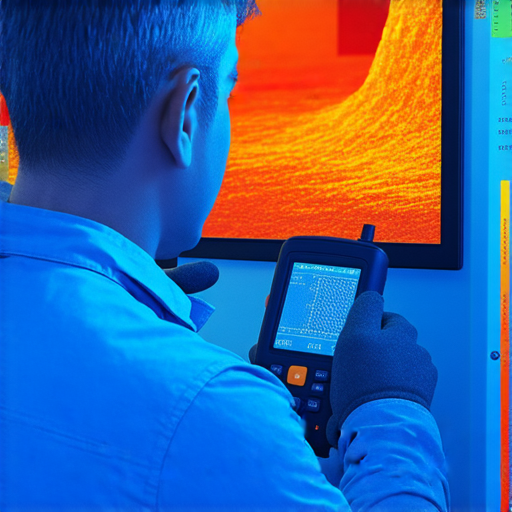 水管漏水檢測場景，專業人員使用紅外線設備檢測漏水，顯示隱藏漏點，幫助揭開水管漏水的神秘面紗，簡單有效的檢測方法。