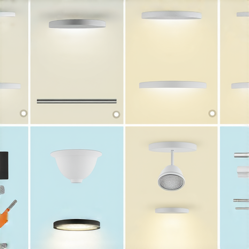 七步驟更換吸頂燈與射燈的過程圖，展示工具與步驟，讓家居空間快速煥然一新，突出燈具設計與安裝細節，提升居家氛圍與照明效果。