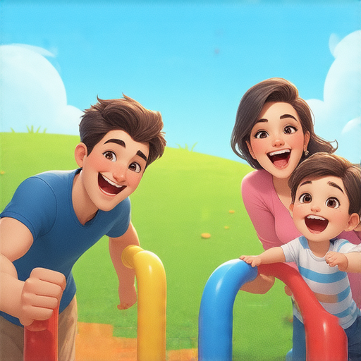 親子共遊活動中，家長和孩子們在戶外遊樂場快樂互動，享受家庭樂趣，積極探索遊戲設施，展現笑容和歡樂，讓親子關係更加親密。立即報名一同分享快樂時光！