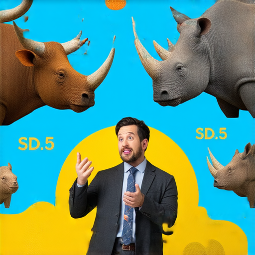 揭開神秘面紗的圖片，展示一位學者在教授如何用英語與火牛和犀牛交流，背景中有生動的動物插圖，強調語言與動物交流的趣味性和教育性。