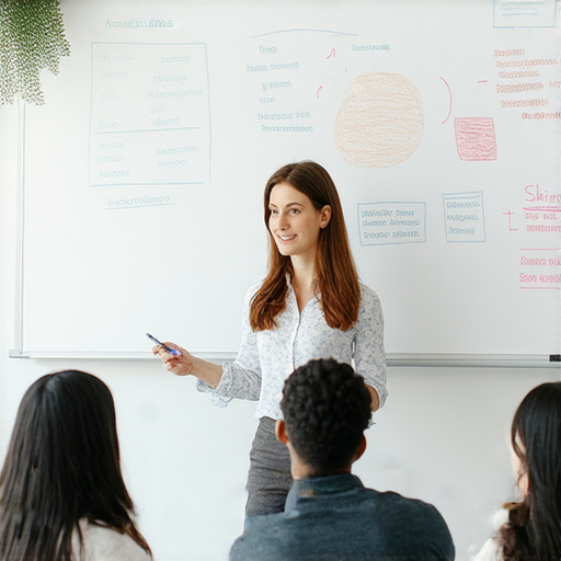 告別乾燥皮膚的護膚秘訣，一位外籍老師正在教授英語課程，學員專注聆聽，學習如何用英語提升護膚知識，立即報名一對一課程。