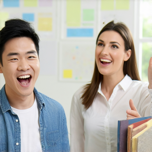 外籍教師一對一英文口說課程場景，學生與外籍教師互動熱烈，提升英文口說能力，開啟流利對話之旅，展現學習興趣與積極性。