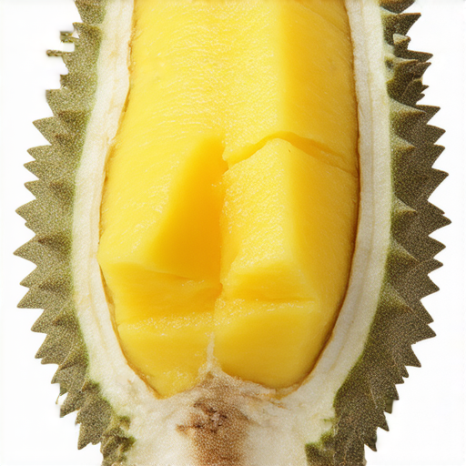 揭開榴槤的外殼，顯示其獨特的果肉和濃郁的香氣，展示榴槤這種水果的魅力及其在熱帶水果中的獨特地位。
