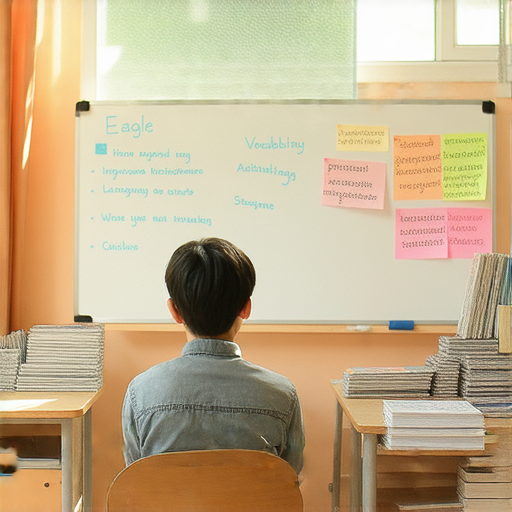 老鷹英文學習課程，外籍老師一對一教學，學生專注於提升口語能力，周圍環境友好，書籍和學習用具齊全，學習氛圍輕鬆愉快。