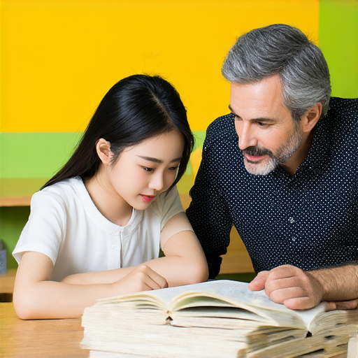 外籍英文老師一對一教學場景，學生專注學習，老師耐心指導，強調個別化教學的重要性，展現提升英語能力的最佳途徑，創造良好學習環境。