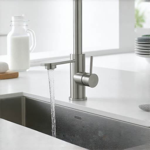 水龍頭開啟瞬間，出現驚人雙重用途，左側是日常飲水，右側則為清潔用具。這個水龍頭具備多功能設計，讓生活更加便捷與驚喜。