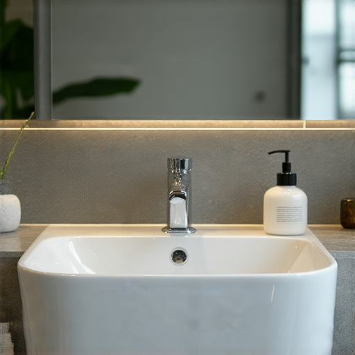 浴室中展示的完美面盆尺寸選擇，展現現代設計風格，提升空間感與功能性，讓整個浴室瞬間升級，帶來極致的使用體驗。