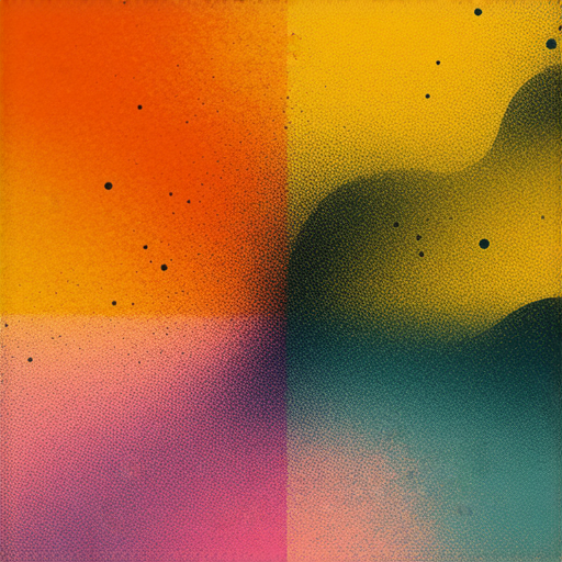 矛盾與鼻涕相遇的抽象插畫，象徵人生意外真相的探險，具獨特色彩和表現手法，展現出情感的複雜性及思考的深度，引發觀者對生活的思考。