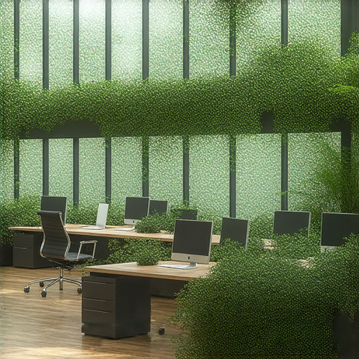 新辦公室內部，設計優雅且具生產力的工作環境，展示舒適的工作區域、自然光源及綠植，突顯搬寫字樓的五大秘訣與提升員工效率的理念。