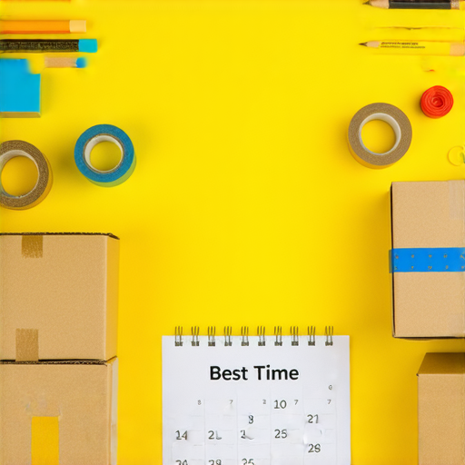 搬家最佳時機揭秘，展示了選擇適當搬家時間的重要性，圖中有日曆與搬家用品，強調省心又划算的搬家策略，適合需要搬家的家庭或個人。