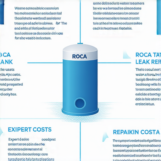 Roca水箱漏水維修過程的示意圖，展示漏水原因及解決方案，提供專家建議與修理費用，幫助用戶有效處理水箱漏水問題。