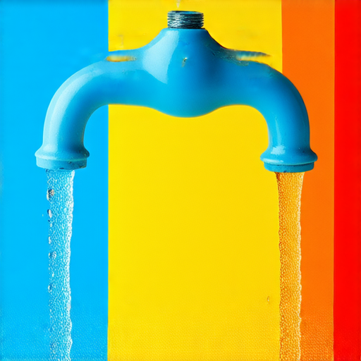 冷熱水混合的水龍頭示意圖，展示水流出的位置和水溫變化，強調水龍頭對日常生活的影響，以及如何合理使用冷熱水提高生活品質。