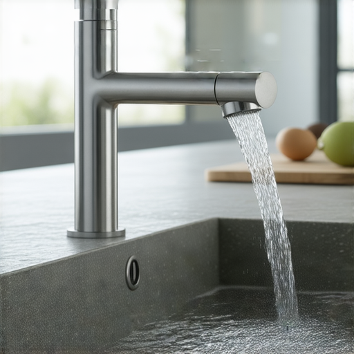 展示一個先進的水龍頭防濺技術，水流順暢且無水花四濺，清晰的水流勢頭，突顯其神奇魅力，提升生活品質的水龍頭設計，讓使用者享受乾淨便利的用水體驗。