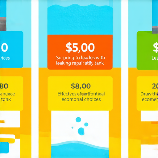 企缸漏水的情況及解決方案圖示，展示多種修補方法和相應價格，讓讀者驚訝於經濟實惠的維修選擇，有效應對漏水問題。
