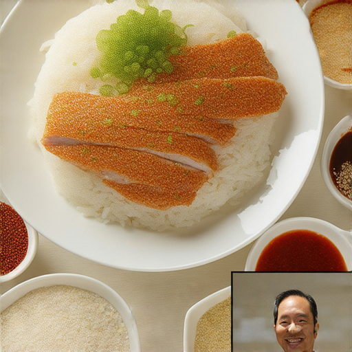 海南雞飯的美味秘密，圖片中展示色香味俱全的海南雞飯，旁邊配有香料、醬油和白飯，吸引人。此外，還有外籍老師的介紹，學習英文了解其背後故事。