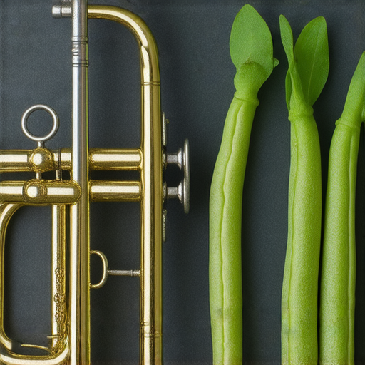 一隻喇叭旁邊長出一株豆苗，象徵聲音與生命的深刻聯繫，展現自然中的和諧共生，激發觀眾對於聲音對植物成長影響的好奇與思考。