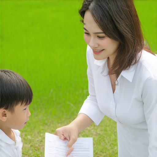 一對一外籍老師在農場教學生英文，學習溝通秘訣，背景是綠意盎然的農田，學生專注聆聽，展現學習農場相關詞彙的氛圍。