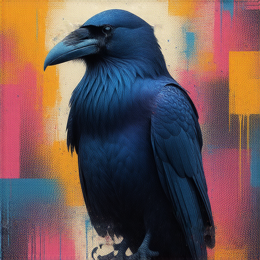 塗鴉藝術作品與烏鴉的互動場景，展示了兩者之間神秘的聯繫，背景包含色彩斑斕的塗鴉和一隻烏鴉，象徵著創意與自然的融合，探索它們背後的故事與意義。