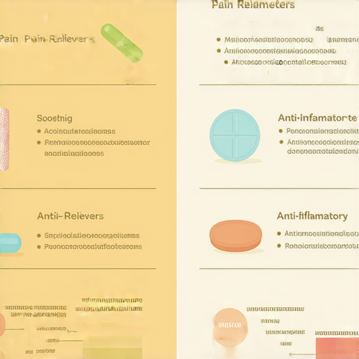止痛藥與消炎藥的比較圖，展示不同藥物的作用機制、效果及適用情況，幫助了解其選擇與使用，揭示止痛藥與消炎藥的秘密與重要性。